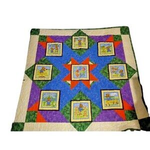 Handmade Baby Quilt Crib Blanket Counting Teddy Bears Colorful 47"x46"